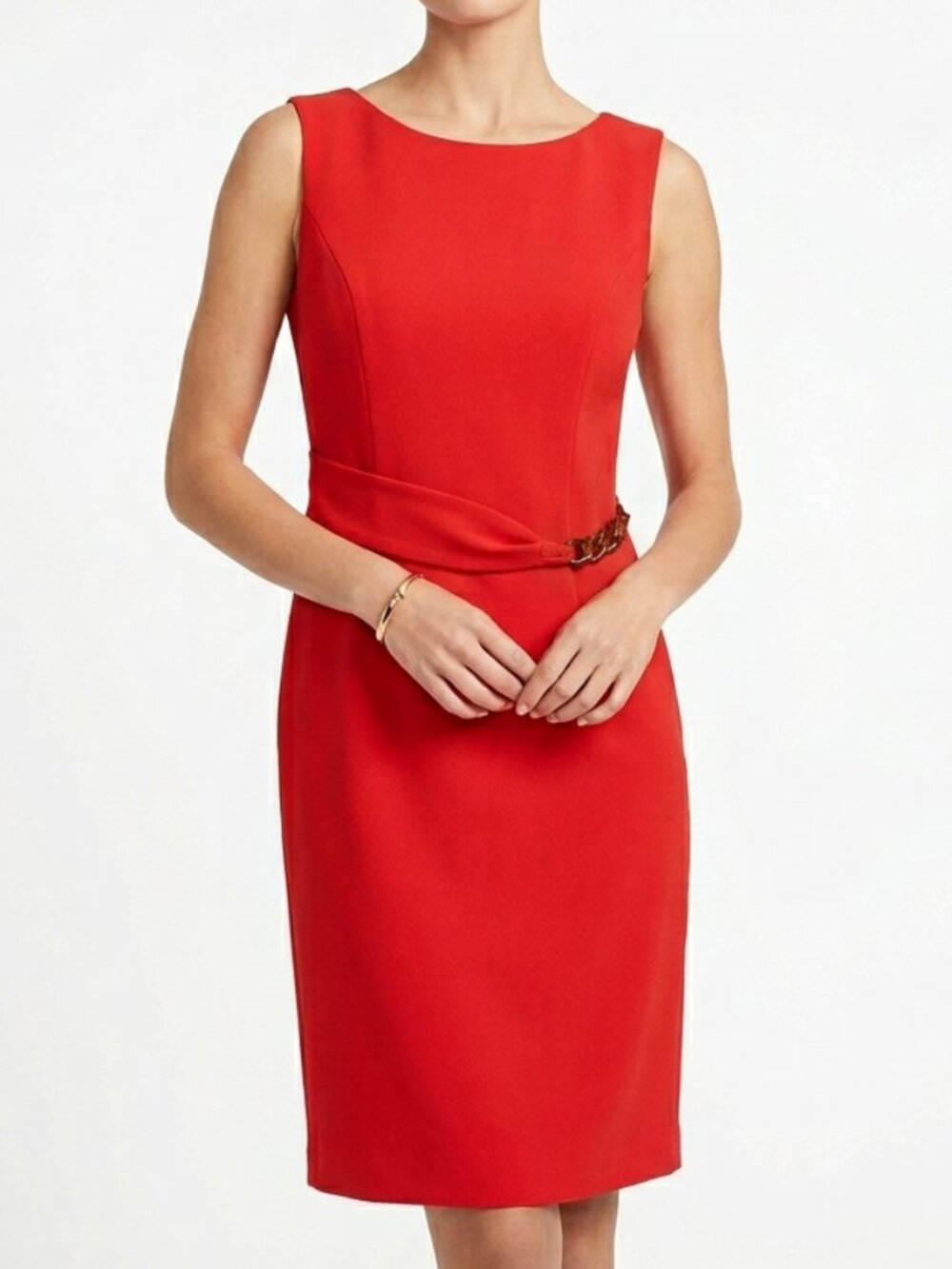 Ellen Tracy Red Midi Dress Size 8 Sleeveless Back Zip Casual NWT